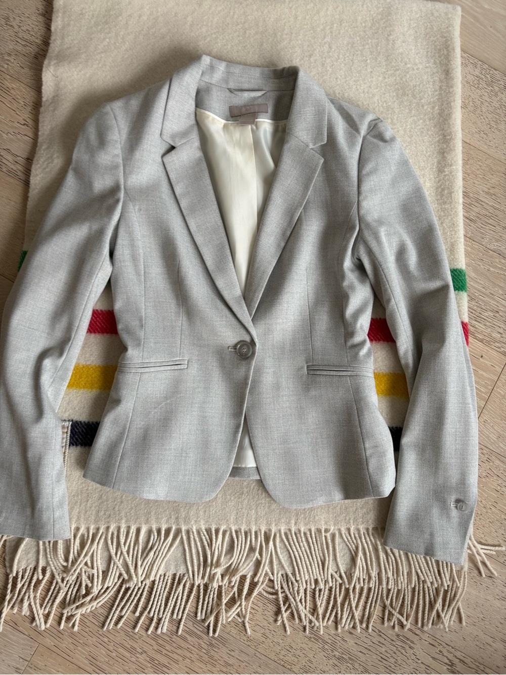 H&M Light Gray Tailored Single-Button Blazer